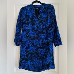 100% Silk Madewell tunic mini dress, perfect condition, blue, size XS